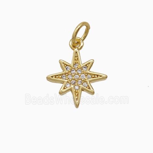 Copper Star Pendant Pave Zirconia Planet 18K Gold Plated