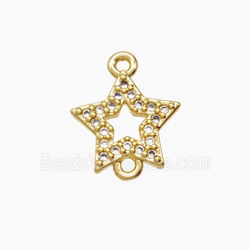 Copper Star Connector Pave Zirconia 18K Gold Plated