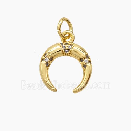 Copper Crescent Pendant Pave Zirconia 18K Gold Plated