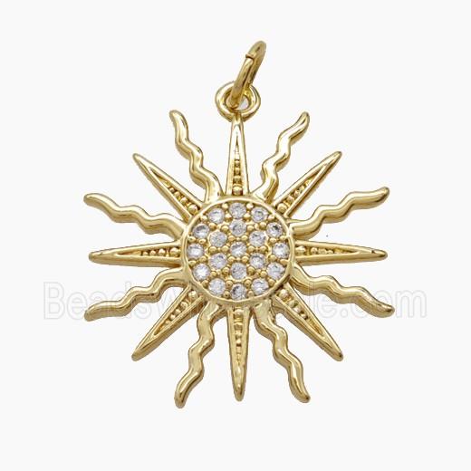 Copper Sun Pendant Pave Zirconia 18K Gold Plated