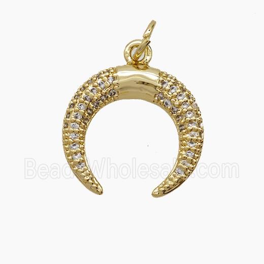 Copper Crescent Pendant Pave Zirconia 18K Gold Plated