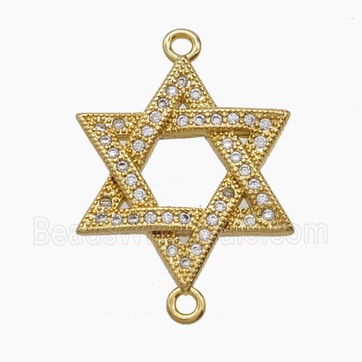 Copper Davidstar Connector Pave Zirconia 18K Gold Plated