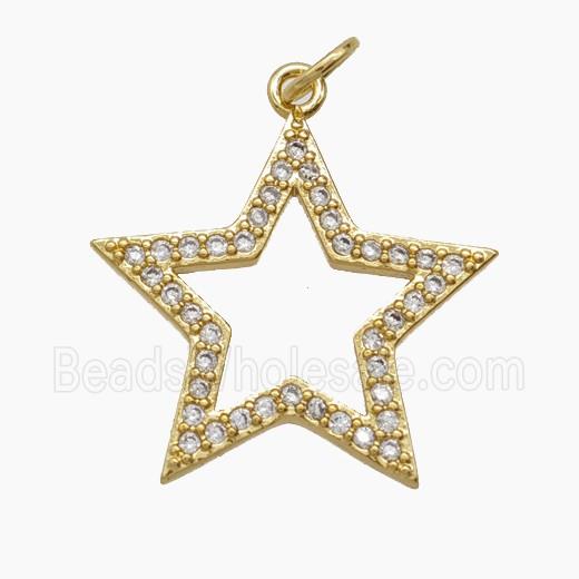 Copper Star Pendant Pave Zirconia 18K Gold Plated