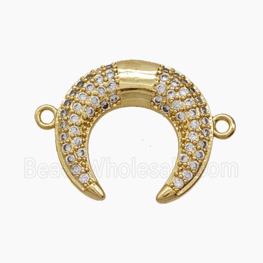 Copper Crescent Connector Pave Zirconia 18K Gold Plated