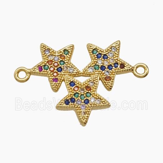 Copper Star Link Pendant Pave Zirconia 18K Gold Plated