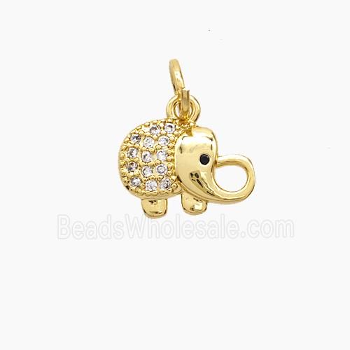 Copper Elephant Pendant Pave Zirconia 18K Gold Plated