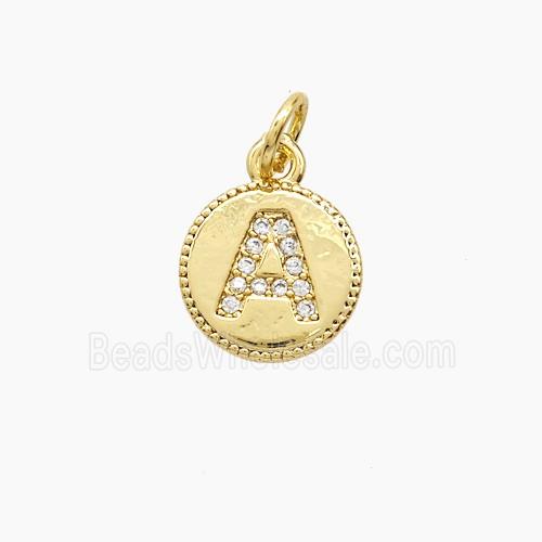 Copper Letter-A Pendant Pave Zirconia 18K Gold Plated