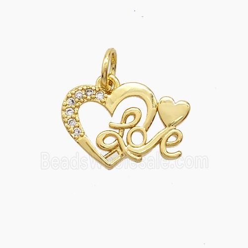 Copper Heart Pendant Pave Zirconia Love 18K Gold Plated