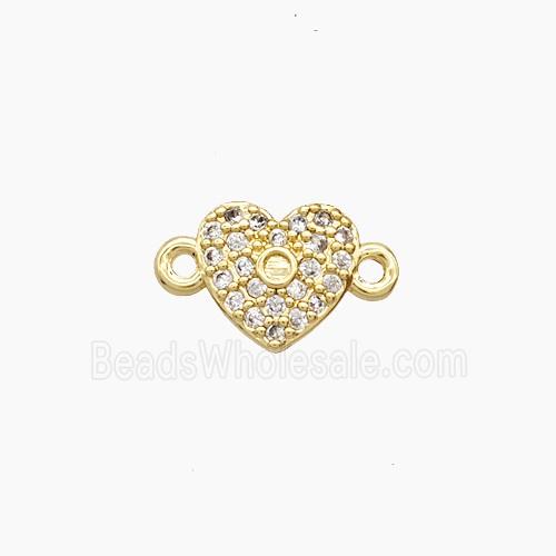 Copper Heart Connector Pave Zirconia 18K Gold Plated