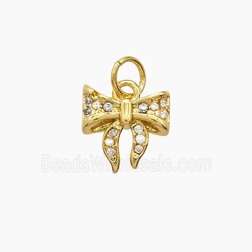 Copper Bowknot Pendant Pave Zirconia 18K Gold Plated
