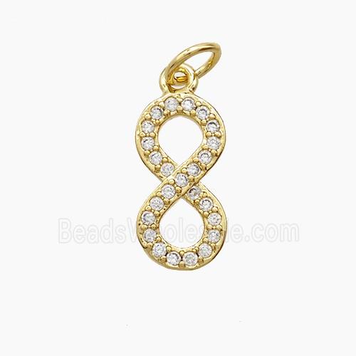 Copper Infinity Pendant Pave Zirconia 18K Gold Plated