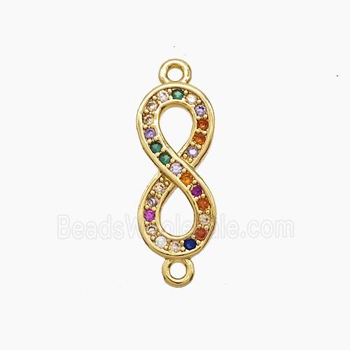 Copper Infinity Connector Pave Zirconia 18K Gold Plated