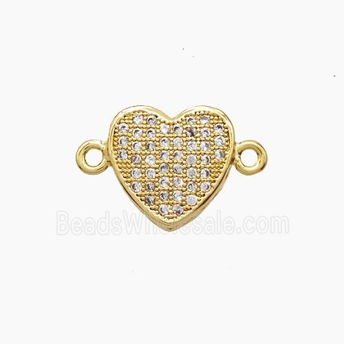 Copper Heart Connector Pave Zirconia 18K Gold Plated