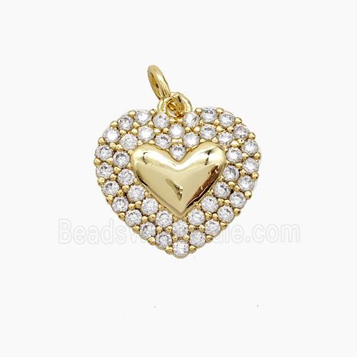 Copper Heart Pendant Pave Zirconia 18K Gold Plated