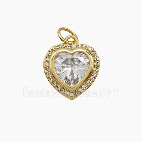 Copper Heart Pendant Pave Zirconia 18K Gold Plated