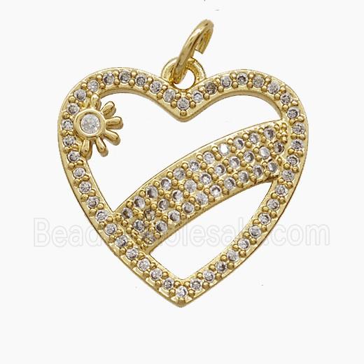 Copper Heart Pendant Pave Zirconia Sun Rainnbow 18K Gold Plated