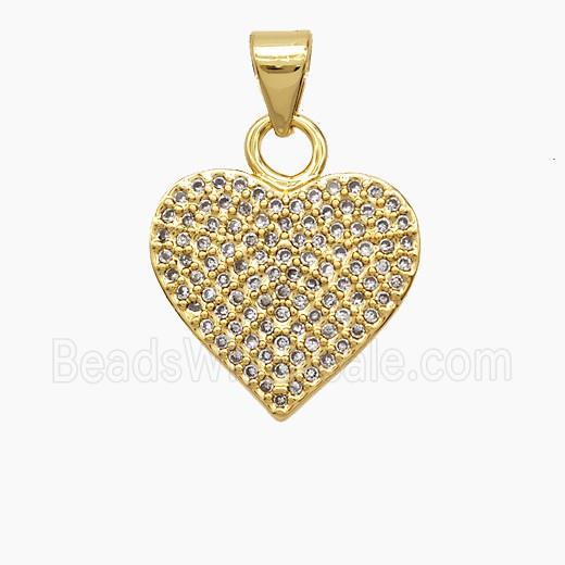 Copper Heart Pendant Pave Zirconia 18K Gold Plated