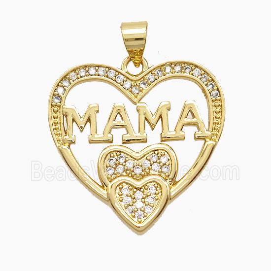 Copper Heart MAMA Pendant Pave Zirconia 18K Gold Plated