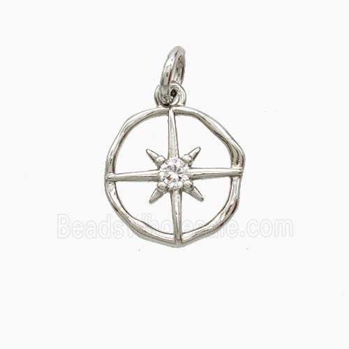 Copper Star Pendant Pave Zirconia Platinum Plated