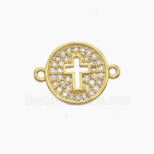 Copper Cross Connector Pave Zirconia 18K Gold Plated