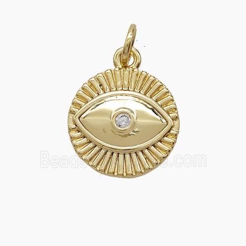 Copper Eye Pendant Pave Zirconia 18K Gold Plated