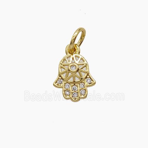 Copper Hamsahand Pendant Pave Zirconia 18K Gold Plated