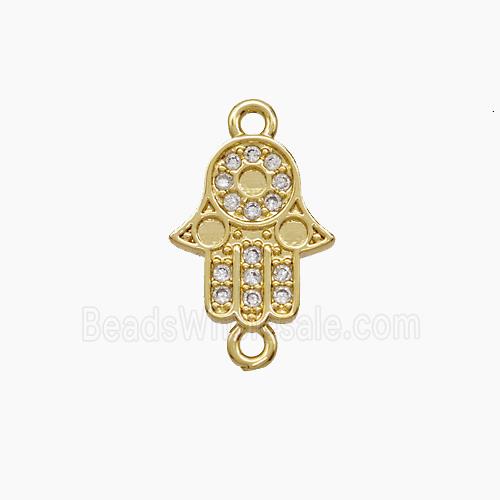 Copper Hamsahand Connector Pave Zirconia 18K Gold Plated
