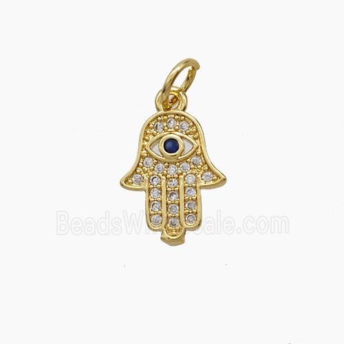 Copper Hamsahand Pendant Pave Zirconia 18K Gold Plated