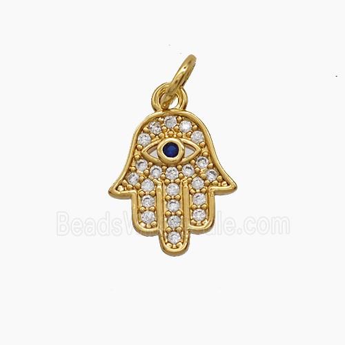 Copper Hamsahand Pendant Pave Zirconia 18K Gold Plated
