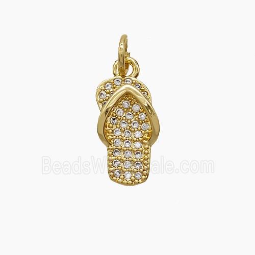 Copper Flip Flop Pendant Pave Zirconia Shoes 18K Gold Plated