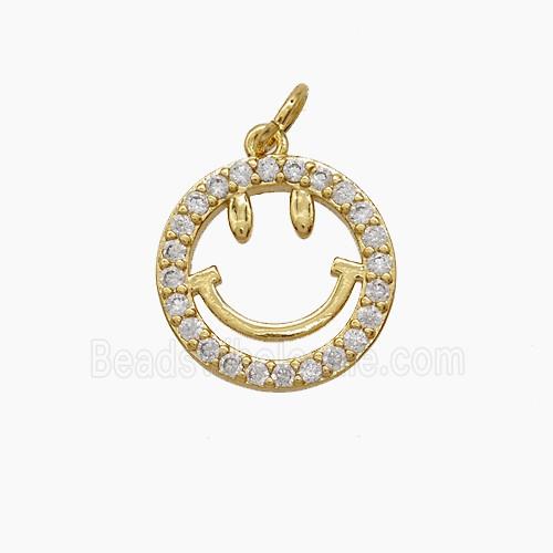 Copper Emoji Pendant Pave Zirconia 18K Gold Plated