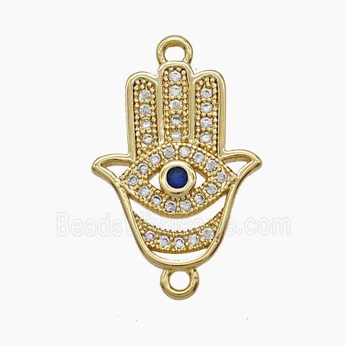 Copper Hamsahand Connector Pave Zirconia 18K Gold Plated