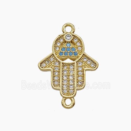 Copper Hamsahand Connector Pave Zirconia 18K Gold Plated