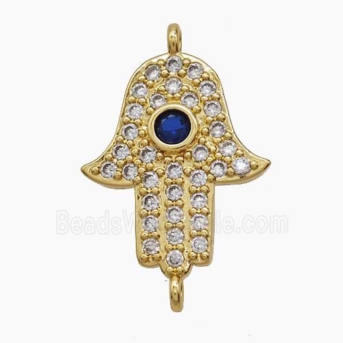 Copper Hamsahand Connector Pave Zirconia 18K Gold Plated