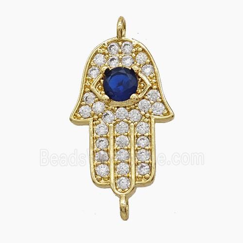 Copper Hamsahand Connector Pave Zirconia 18K Gold Plated