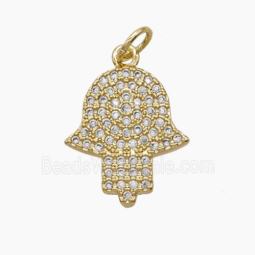 Copper Hamsahand Pendant Pave Zirconia 18K Gold Plated