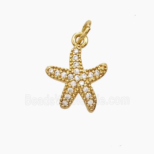 Copper Starfish Pendant Pave Zirconia 18K Gold Plated