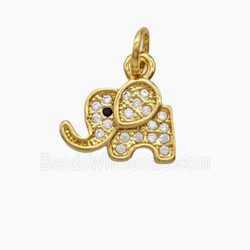 Copper Elephant Pendant Pave Zirconia 18K Gold Plated