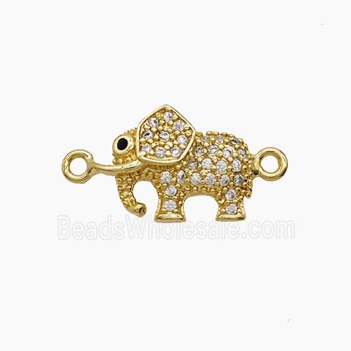 Copper Elephant Connector Pave Zirconia 18K Gold Plated