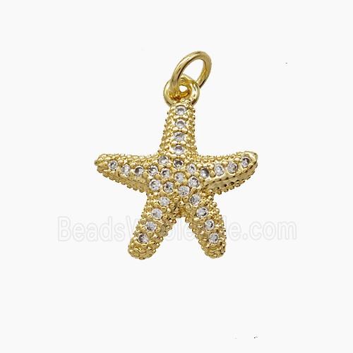 Copper Starfish Pendant Pave Zirconia 18K Gold Plated