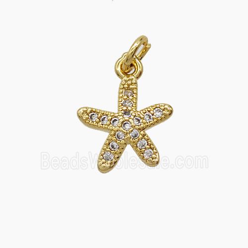 Copper Starfish Pendant Pave Zirconia 18K Gold Plated