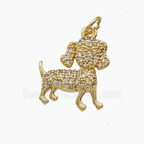 Copper Dog Pendant Pave Zirconia 18K Gold Plated