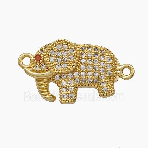 Copper Elephant Connector Pave Zirconia 18K Gold Plated