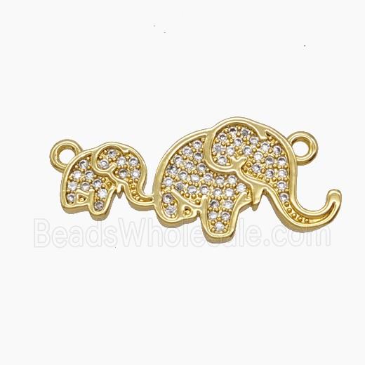Copper Elephant Pendant Pave Zirconia 18K Gold Plated