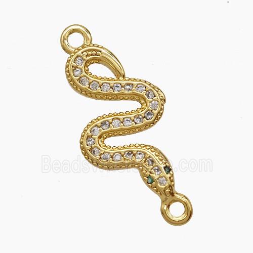 Copper Snake Connector Pave Zirconia 18K Gold Plated