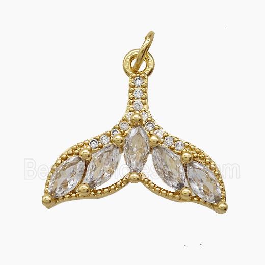 Copper Mermaid-Tail Pendant Pave Zirconia 18K Gold Plated