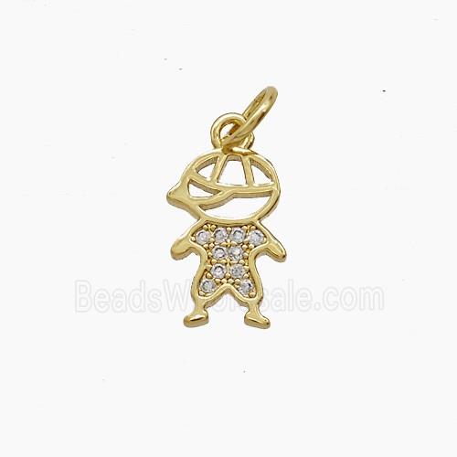 Copper Kids Boy Pendant Pave Zirconia 18K Gold Plated