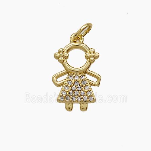 Copper Kids Girls Pendant Pave Zirconia 18K Gold Plated