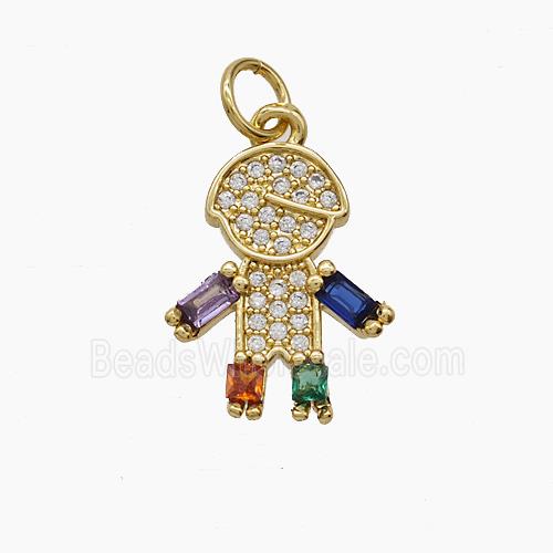 Copper Kids Boy Pendant Pave Zirconia 18K Gold Plated