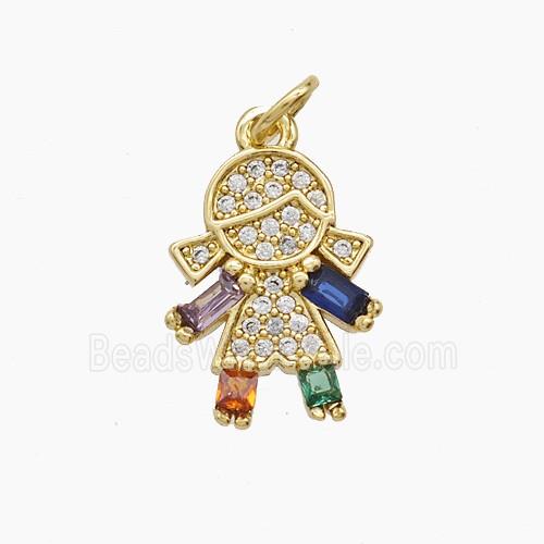 Copper Kids Girls Pendant Pave Zirconia 18K Gold Plated